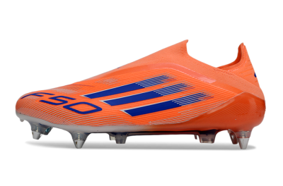Men's Adidas F50 Elite Laceless SG Football Boots - Orange/Navy Blue/Flame Orange