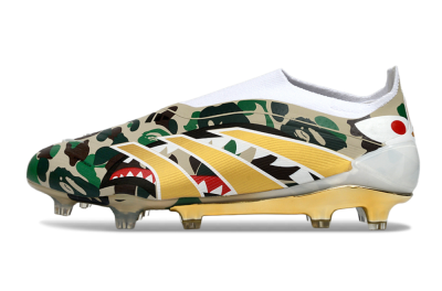 Men's Adidas Predator 25 Elite Laceless FG Football Boots - Camo/White/Gold