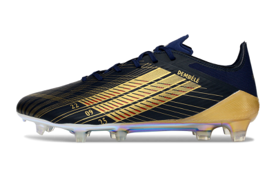 Men's Dembele x Adidas F50 Elite FG Football Boots - Navy/Gold Metallic/Red Accent