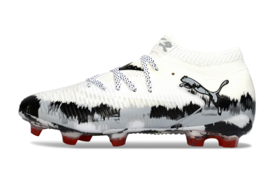 Men's Puma Future 8 Ultimate FG Football Boots - White/Crimson Black/Shadow Grey