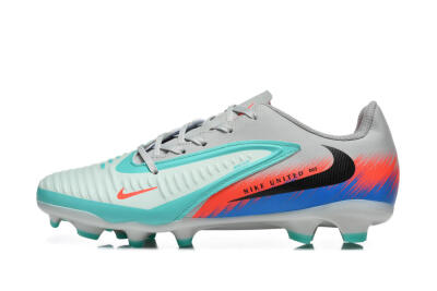 Men's Nike Phantom 6 Low Elite FG Football Boots - Gray/Aqua Blue/Coral Orange