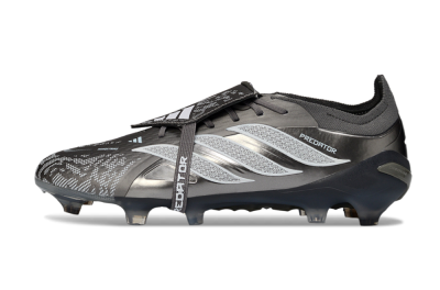 Men's Adidas Predator 26 Elite Fold-Over Tongue FG Football Boots - Black/Steel Grey/White