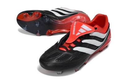 Men's Adidas Predator Precision Elite Fold-Over Tongue FG Football Boots - Black/Red Blaze/White Phantom