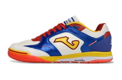 Men's Joma Top Flex IC Football Shoes - White/Royal Blue/Fiery Red