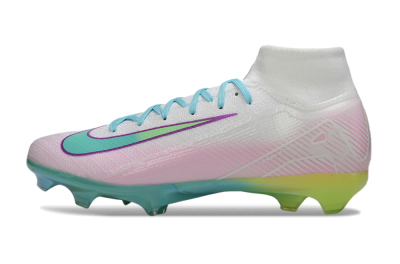 Unisex Nike Air Zoom Mercurial Superfly 10 Elite FG Football Boots - White/Iridescent Blue/Pink Glow