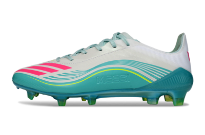 Men's Messi x Adidas F50 Elite FG Football Boots - Aqua/Coral Fizz/Mint Splash