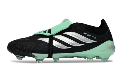 Men's Adidas Predator 26 Elite Fold-Over Tongue FG Football Boots - Black/Mint Green/Metallic Silver