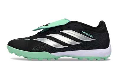 Men's Adidas Predator 26 Elite Fold-Over Tongue TF Football Shoes - Black/Mint Green/Metallic Silver