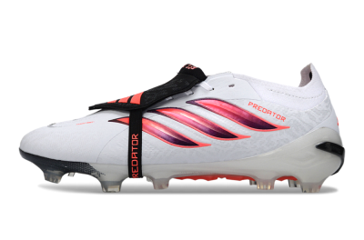 Unisex Adidas Predator 26 Elite Fold-Over Tongue FG Football Boots - White/Vibrant Coral/Black