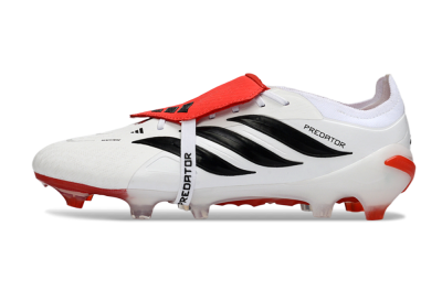 Men's Adidas Predator 26 Elite Fold-Over Tongue FG Football Boots - White/Fiery Red/Black