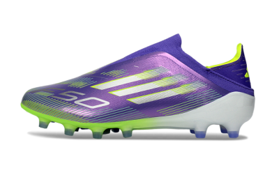 Men's Adidas F50 Elite Laceless AG Football Boots - Purple/Electric Green/Metallic Purple