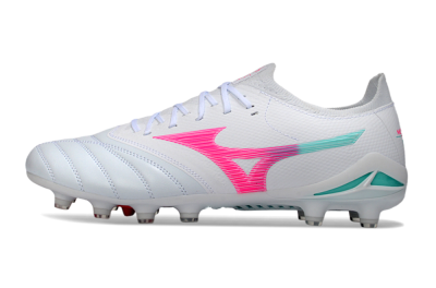 Men's Mizuno Morelia Neo 4 FG Football Boots - White/Neon Pink/Teal