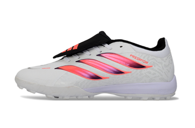 Men's Adidas Predator 26 Elite Fold-Over Tongue TF Football Shoes - White/Neon Orange/Fuchsia Pink