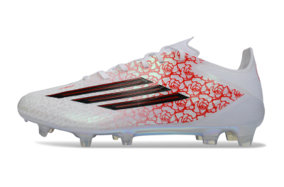 Unisex Adidas F50 Elite FG Football Boots - White/Crimson Rose/Iridescent Sparkle