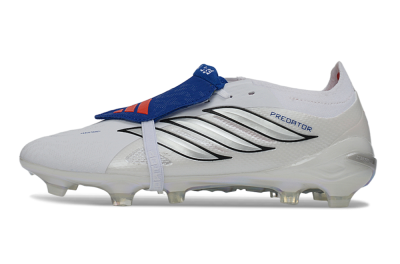 Unisex Adidas Predator 26 Elite Fold-Over Tongue FG Football Boots - White/Royal Blue/Metallic Silver