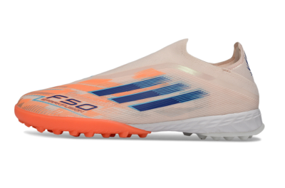 Men's Adidas F50 Pro Laceless TF Football Shoes - Pink/Coral Splash/Deep Ocean