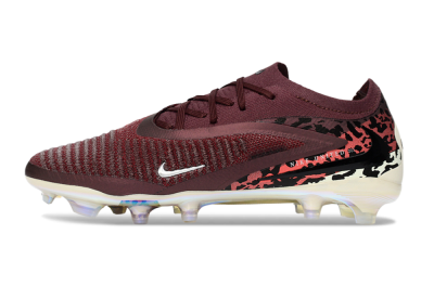 Unisex Nike Phantom 6 Elite Low FG Football Boots - Burgundy/Crimson Red/Black