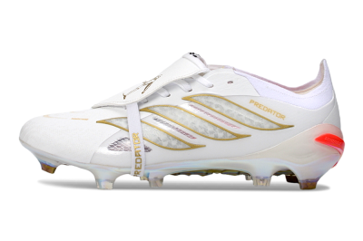 Men's Adidas Predator 26 Elite Fold-Over Tongue FG Football Boots - White/Gold/Iridescent