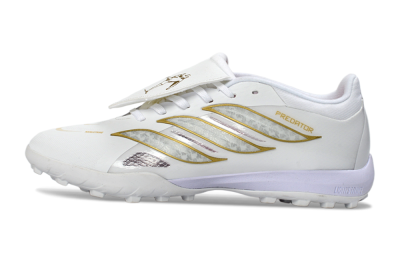 Men's Adidas Predator 26 Elite Fold-Over Tongue TF Football Shoes - White/Gold Metallic/Light Purple