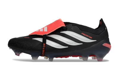 Unisex Adidas Predator 26 Elite Fold-Over Tongue FG Football Boots - Black/Electric Red/Silver