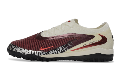 Unisex Nike Phantom 6 Elite Low TF Football Shoes - Maroon/Crimson Red/Classic White