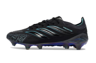 Men's Adidas Predator 26 Elite FG Football Boots - Black/Teal Burst/Iridescent Blue