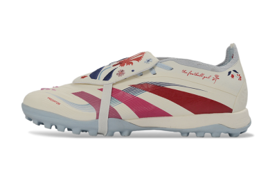 Men's Adidas Predator Gal 26 Elite Fold-Over Tongue TF Football Shoes - Ivory/Blush Pink/Light Blue