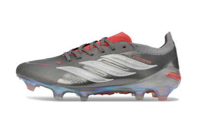 Men's Adidas Predator 26 Elite FG Football Boots - Gray/Fiery Red/Metallic Silver