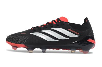 Unisex Adidas Predator 26 Elite FG Football Boots - Black/Fiery Red/Metallic Silver