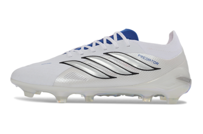 Unisex Adidas Predator 26 Elite FG Football Boots - White/Electric Blue/Silver