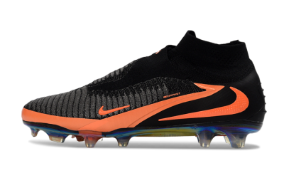 Unisex Nike Phantom 6 Elite High FG Football Boots - Black/Vibrant Orange/Rainbow Gradient