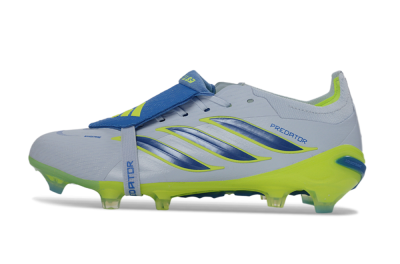 Unisex Adidas Predator 26 Elite Fold-Over Tongue FG Football Boots - Gray/Vibrant Blue/Bright Lime
