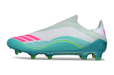 Unisex Adidas F50 Elite Laceless FG Football Boots - Aqua/Neon Green/Pink