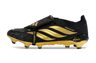 Unisex Adidas Predator 26 Elite Fold-Over Tongue FG Football Boots - Black/Gold Accent/Black Base