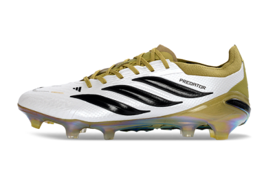 Unisex Adidas Predator 26 Elite FG Football Boots - White/Golden Olive/Black