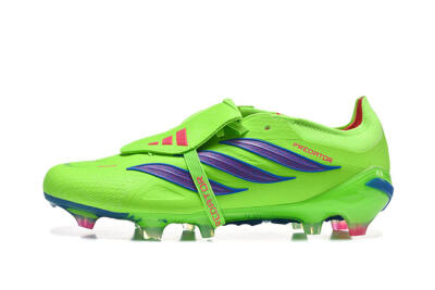 Men's Adidas Predator 26 Elite Fold-Over Tongue FG Football Boots - Green/Electric Lime/Cobalt Blue