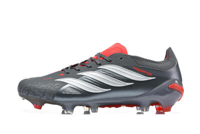 Men's Adidas Predator 26 Elite FG Football Boots - Gray/Crimson Red/Slate Gray