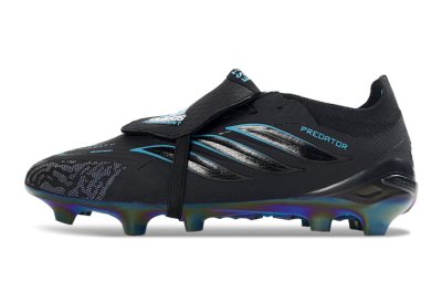 Unisex Adidas Predator 26 Elite Fold-Over Tongue FG Football Boots - Black/Electric Blue/Iridescent Green