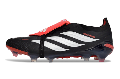 Unisex Adidas Predator 26 Elite Fold-Over Tongue FG Football Boots - Black/Crimson Red/Slate Grey