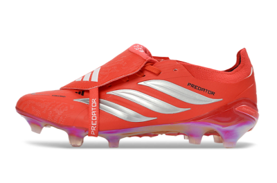 Men's Adidas Predator 26 Elite Fold-Over Tongue FG Football Boots - Red/Fiery Crimson/Metallic Silver