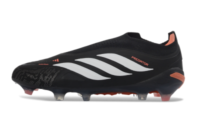 Men's Adidas Predator 26 Elite Laceless FG Football Boots - Black/White/Coral