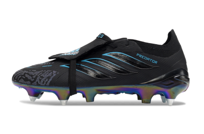 Men's Adidas Predator 26 Elite Fold-Over Tongue SG Football Boots - Black/Iridescent Blue/Metallic Green