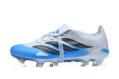 Men's Adidas Predator 26 Elite Fold-Over Tongue FG Football Boots - Blue/Electric Blue/Soft Gray