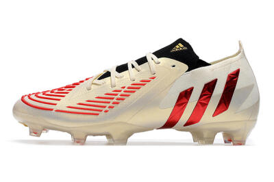 Men's Adidas Predator Edge.1 Low FG Football Boots - White/Red