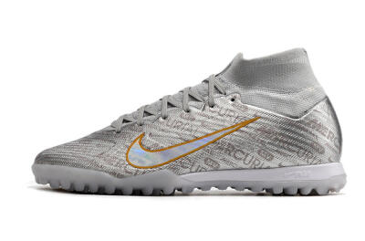 Men's Nike Air Zoom Mercurial Superfly 9 Elite TF Football Shoes - Silver/Gold