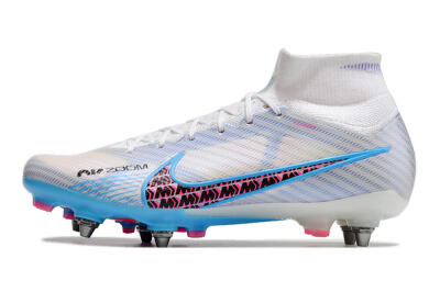 Men's Nike Air Zoom Mercurial Superfly 9 Elite FG Football Boots - White/Grey/Blue