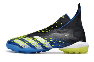 Men's Adidas Predator Freak+ TF Football Shoes - Black/Blue/Green