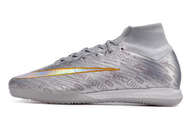 Men's Nike Air Zoom Mercurial Superfly 9 Elite IC Football Shoes - Silver/Gold/Yellow