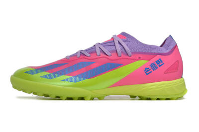 Men's Adidas X Crazyfast.1 TF Football Shoes - Pink/Purple/Blue/Green