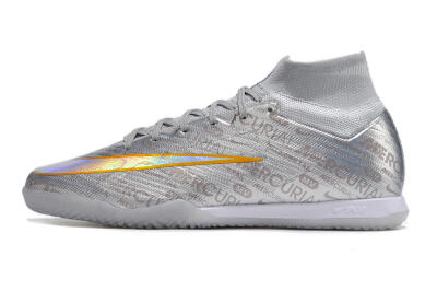 Men's Nike Air Zoom Mercurial Superfly 9 Elite IC Football Shoes - Silver/Gold